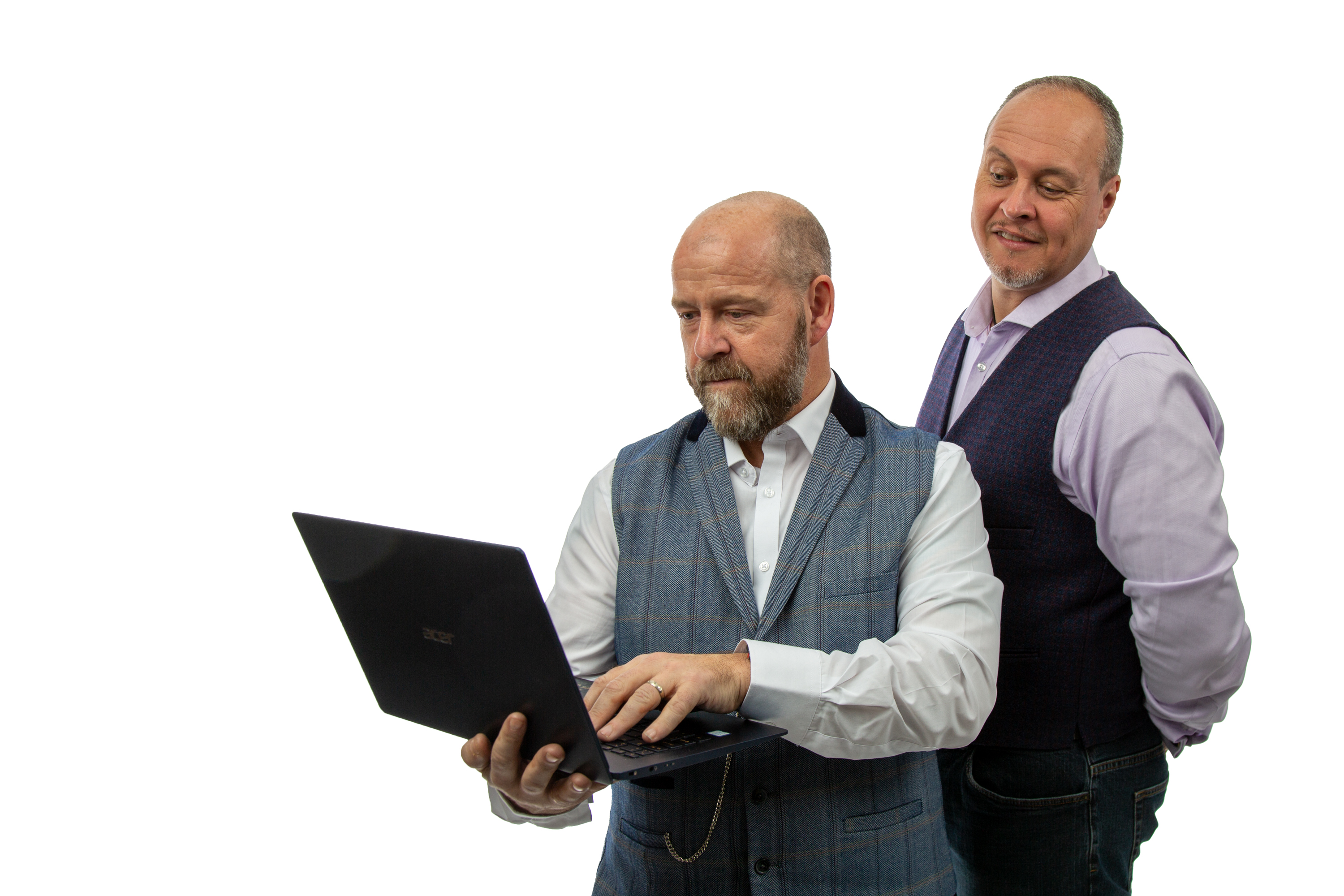 Gary and Lee looking at the laptop